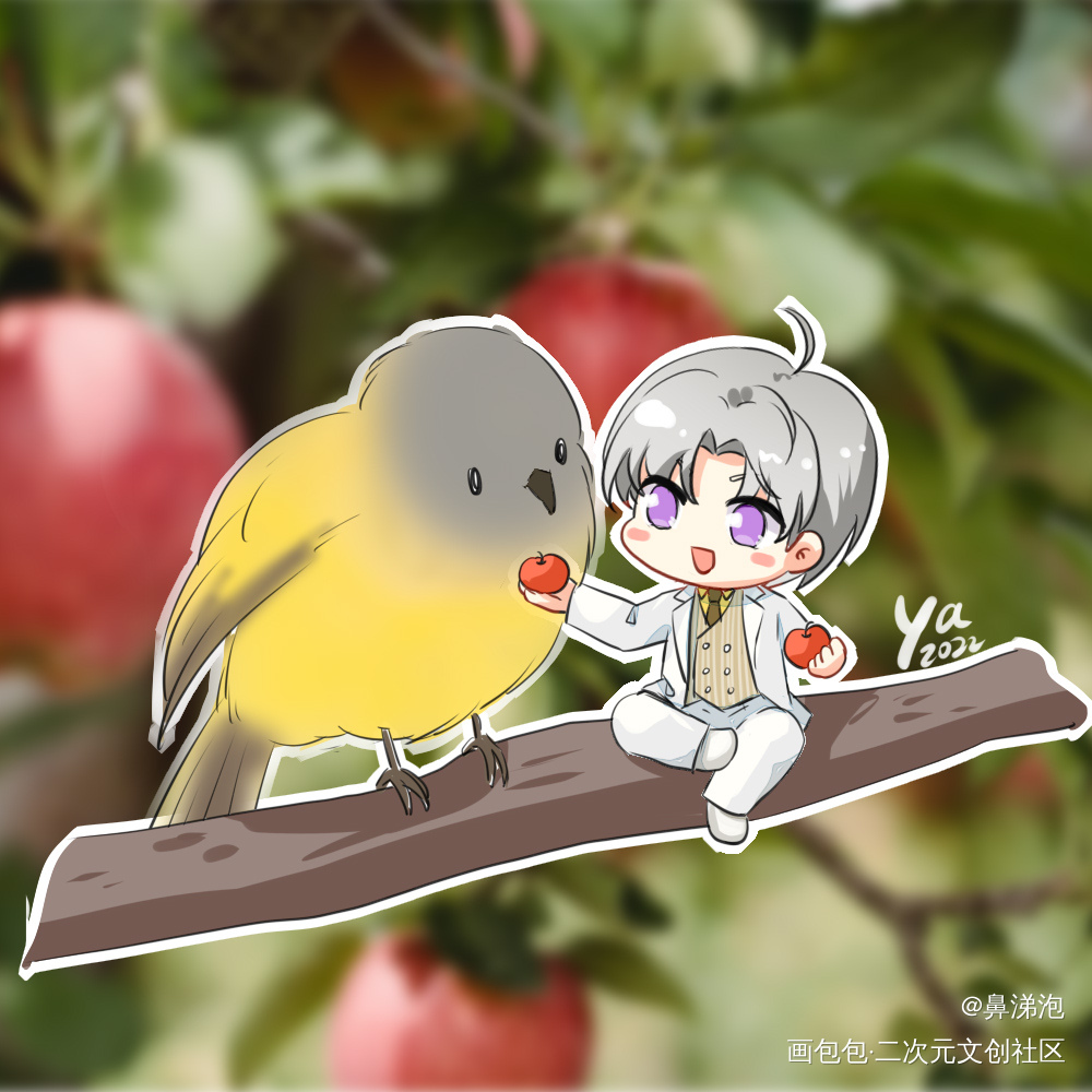鸟宝和鸟_光与夜之恋查理苏Q版插画同人绘画作品