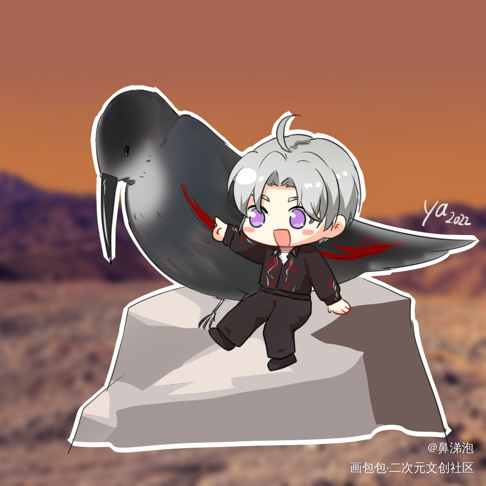 鸟宝和鸟_光与夜之恋查理苏Q版插画同人绘画作品