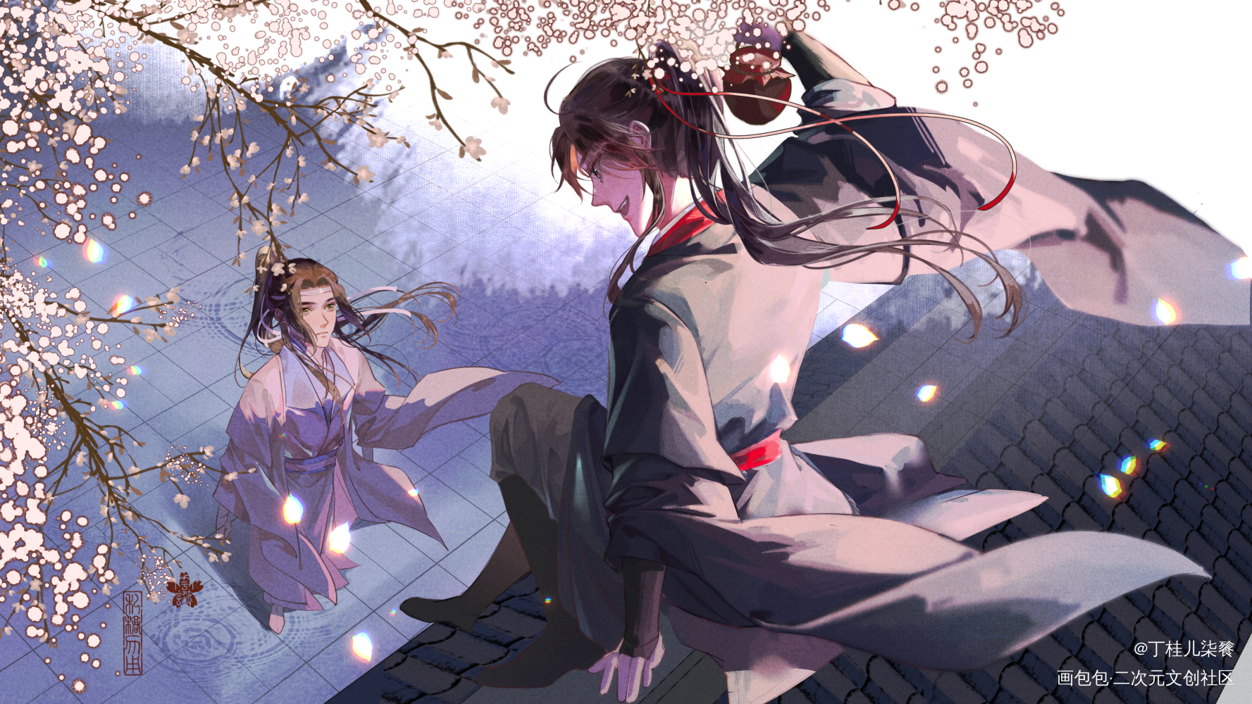墙头一眼苦生根，却是云深最好春_魔道祖师忘羡古风墨香铜臭绘画作品