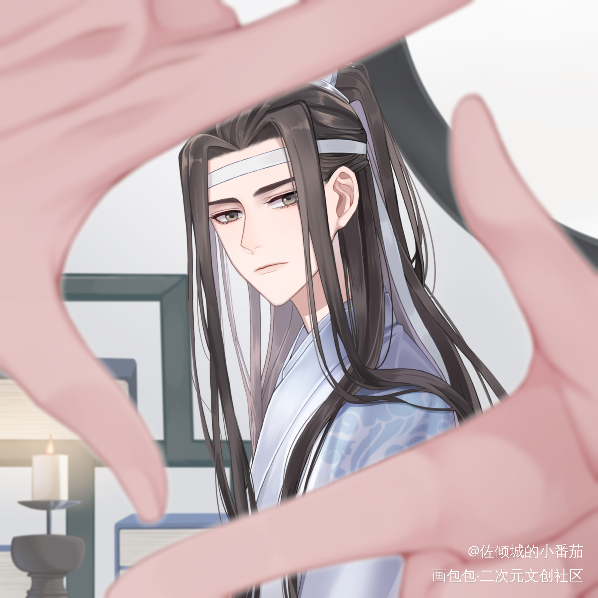 蓝湛，看我～_魔道祖师忘羡蓝忘机板绘涂绘画绘画作品
