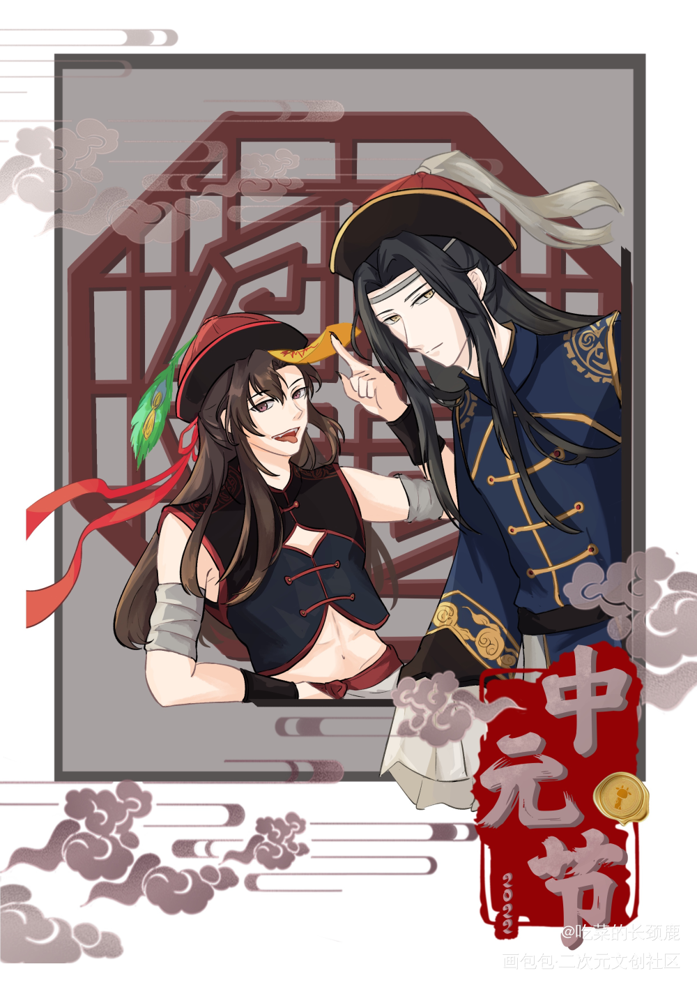 忘羡僵尸pa_魔道祖师忘羡蓝忘机魏无羡蓝忘机魏无羡平涂墨香铜臭绘画作品