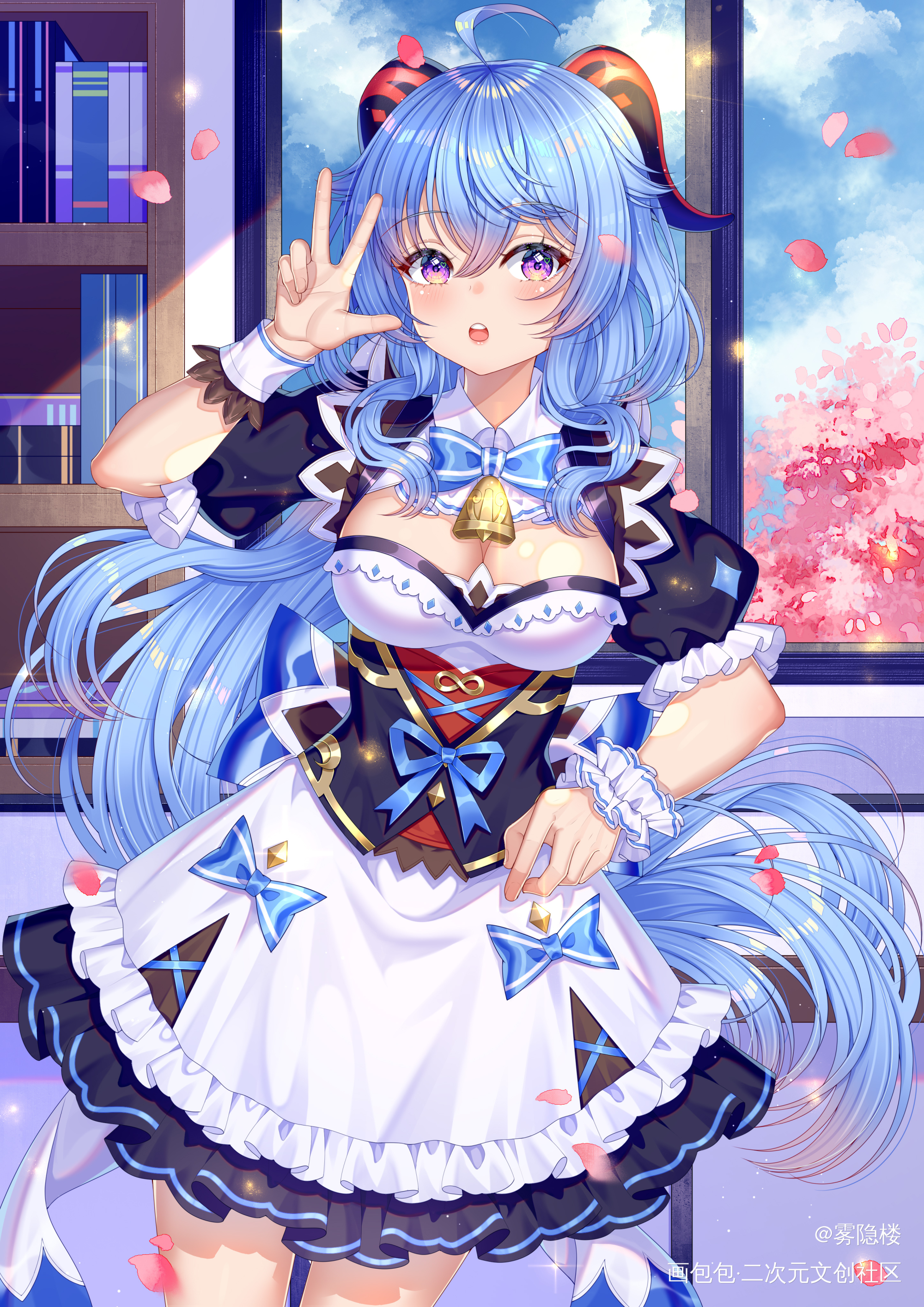 甘雨~_原神甘雨日系女仆装绘画作品
