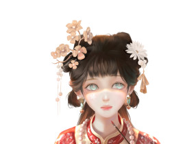 对镜贴花黄_绘画作品