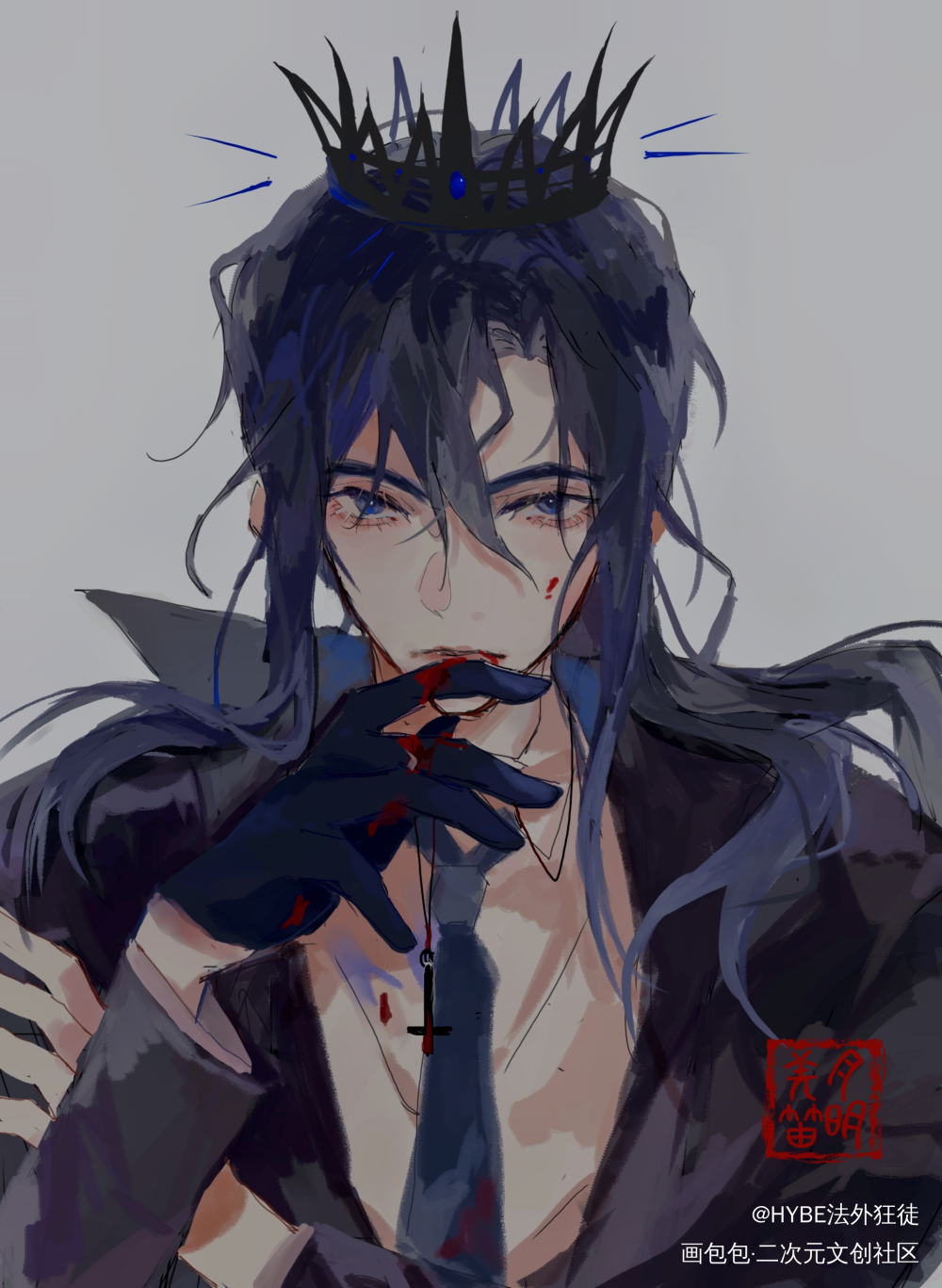 白六_我在惊悚游戏里封神白六二创绘画作品