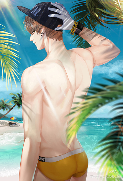 海滩上的小奶狗_光与夜之恋光与夜之恋夏鸣星绘画作品