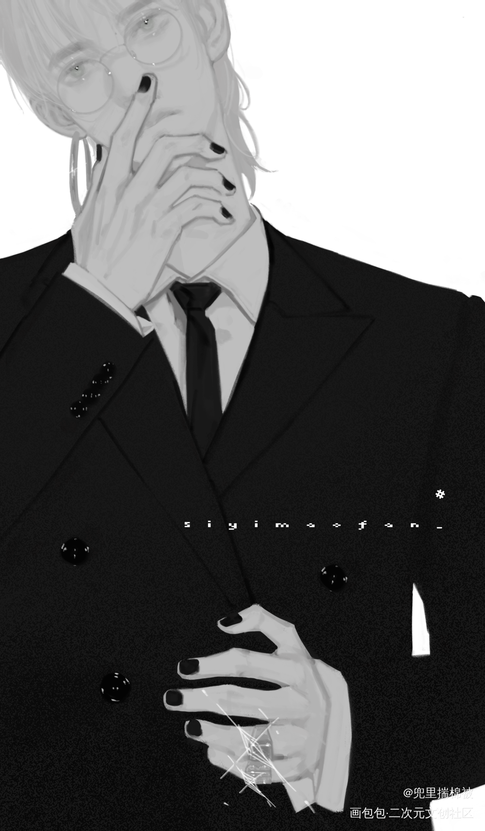 🖤_黑白简笔约稿绘画作品