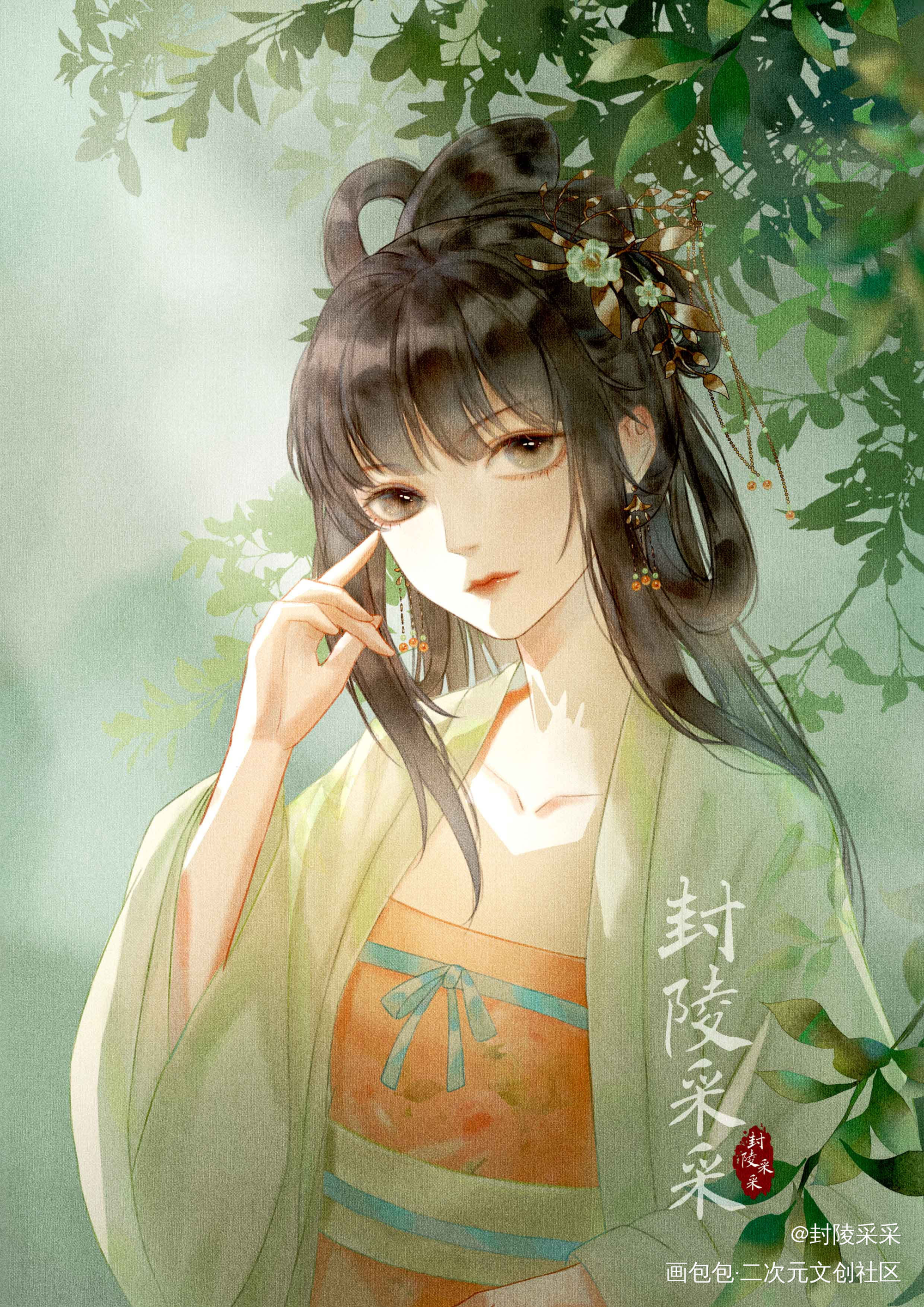 _水墨古风水彩绘画作品