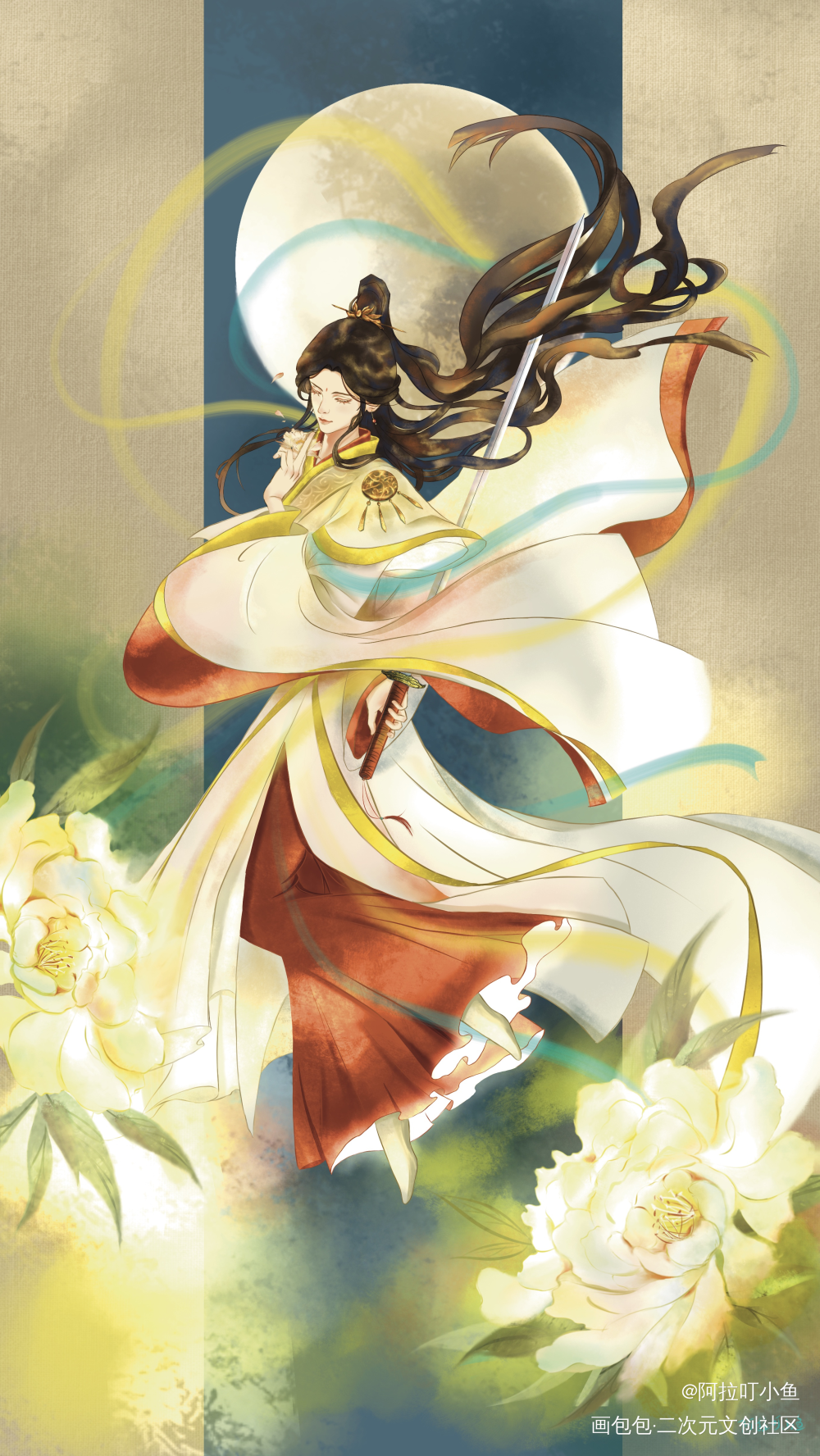 太子悦神_天官赐福花怜谢怜板绘绘画作品