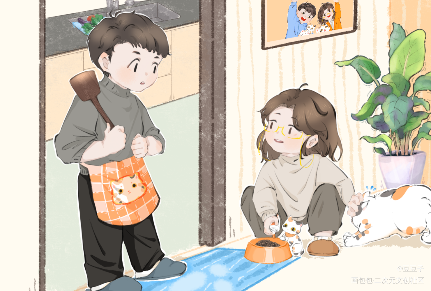 费钱进家第一天_默读舟渡费渡骆闻舟Q版同人绘画作品