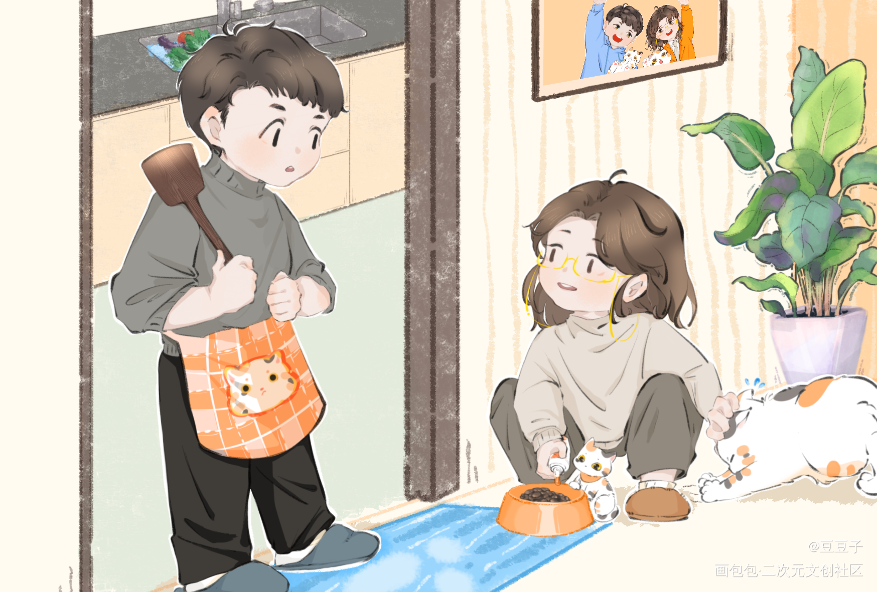 费钱进家第一天_默读舟渡费渡骆闻舟Q版同人绘画作品