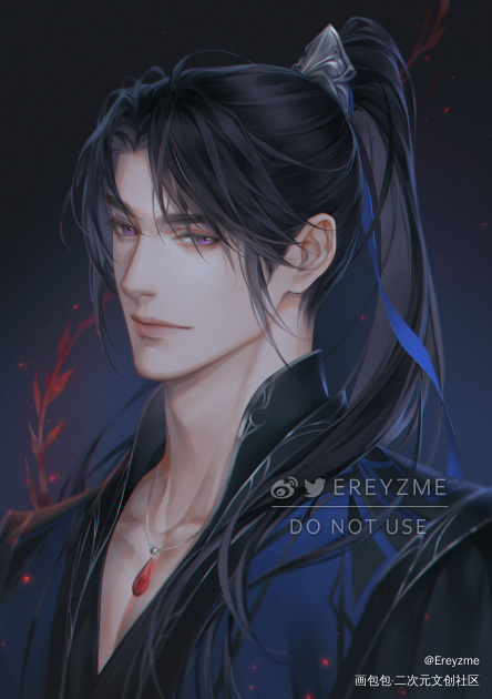 墨燃_二哈和他的白猫师尊墨燃绘画作品