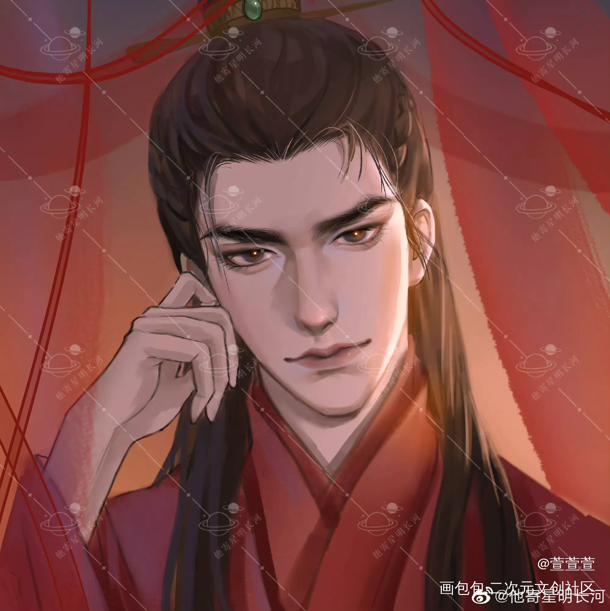 群秀红纱_188男团群秀李程秀邵群绘画作品