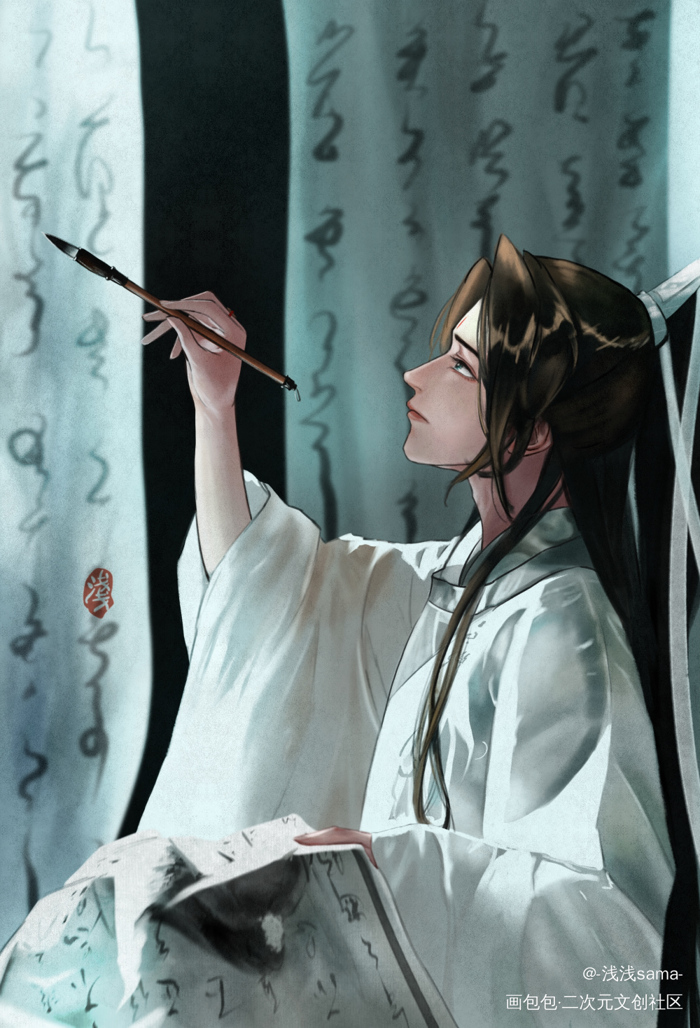 爱着你 像心跳难触摸_六爻鸣潜严争鸣priest绘画作品