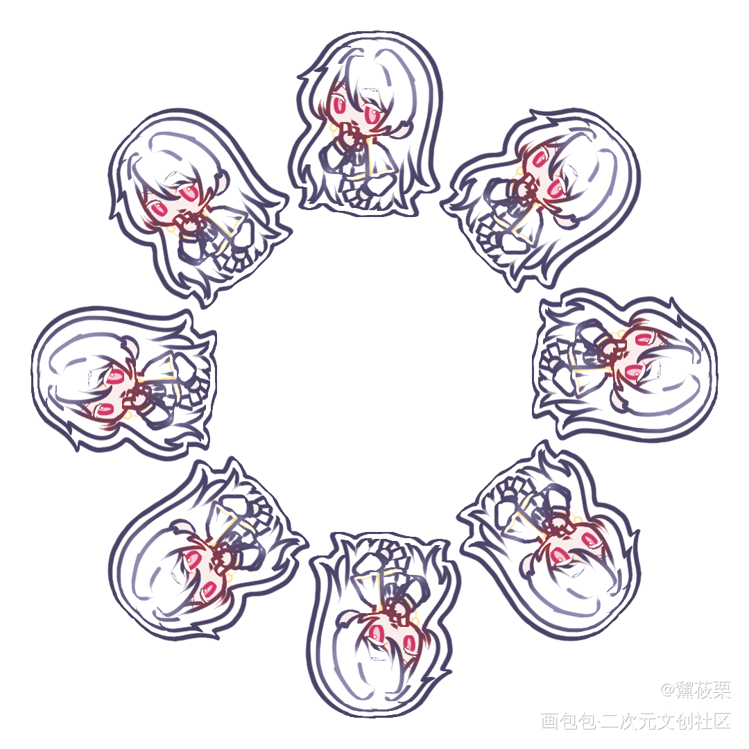 _惊悚练习生平涂Q版同人宗九摸鱼绘画作品