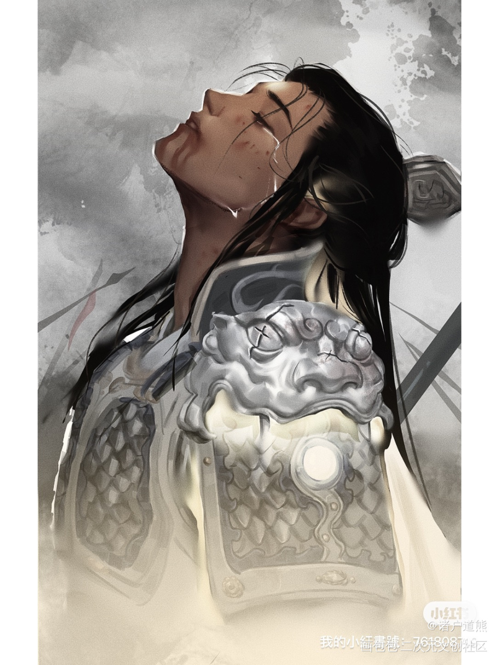 二哥_新神榜杨戬厚涂插画同人摸鱼绘画绘画作品