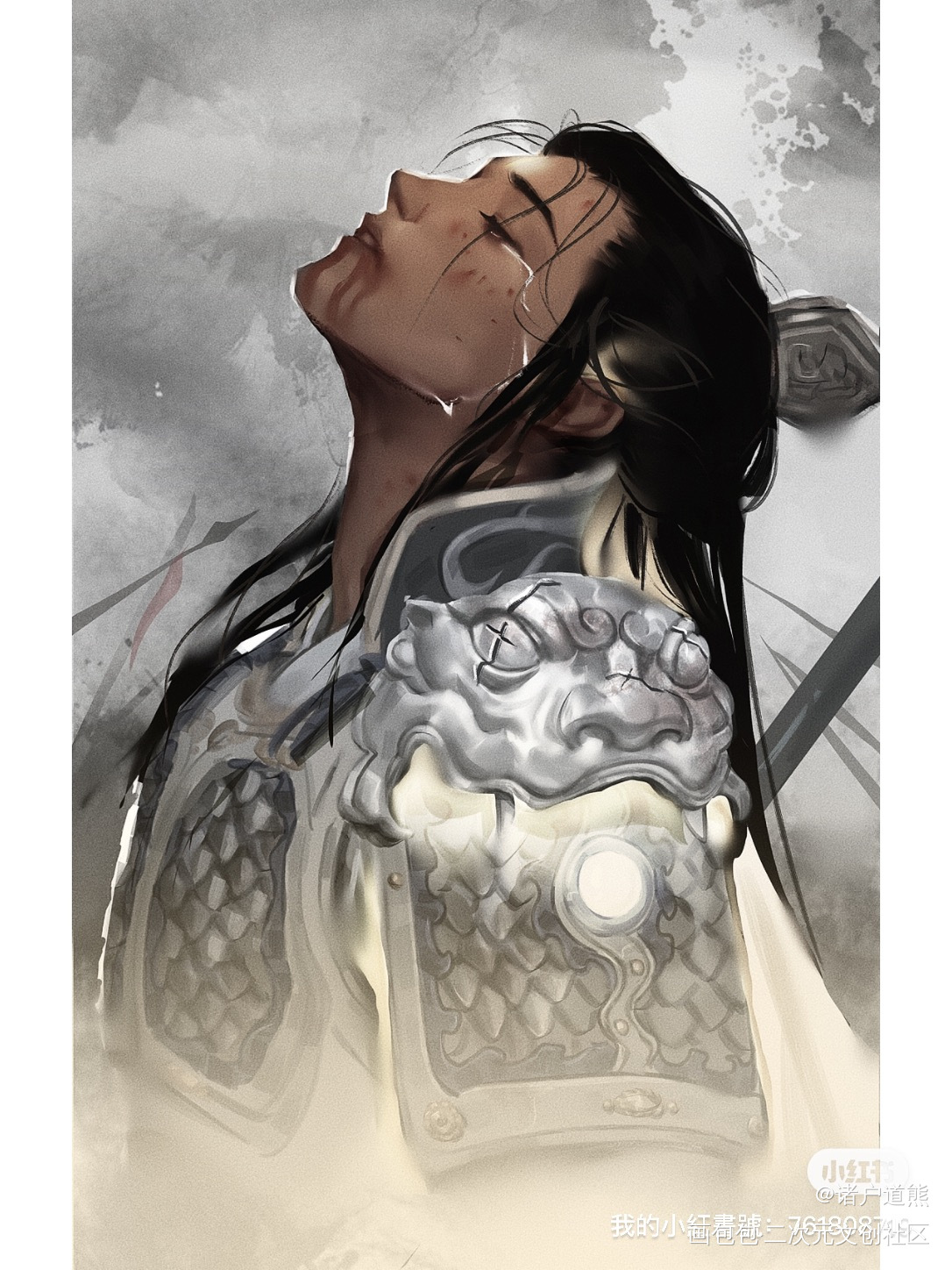 二哥_新神榜杨戬厚涂插画同人摸鱼绘画绘画作品