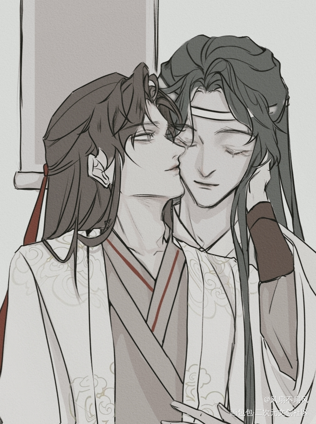 (๑˘ ³˘๑)_魔道祖师忘羡魏婴蓝湛蓝忘机魏无羡绘画作品