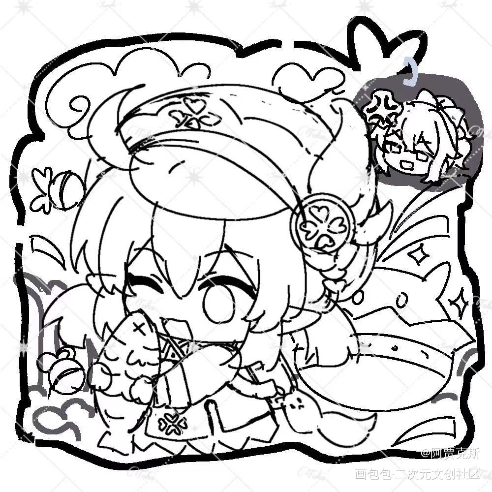 贴个可莉草稿_原神可莉绘画作品