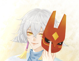 光遇帅气的平菇&红狐狸面具_绘画作品