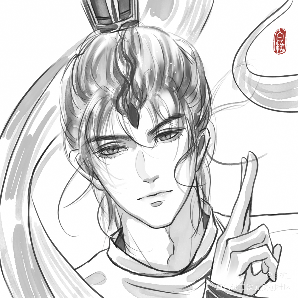 _杨戬申公豹插画绘画作品