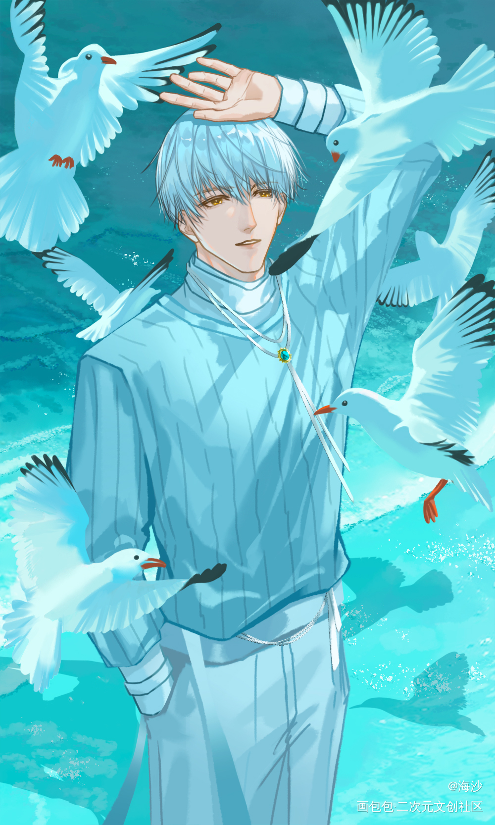海鸥：去找老齐整点薯条_光与夜之恋齐司礼绘画作品