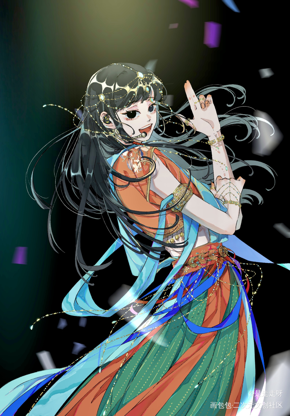【脑洞】乘风破浪的林妹妹_红楼梦林黛玉古风水彩平涂绘画作品