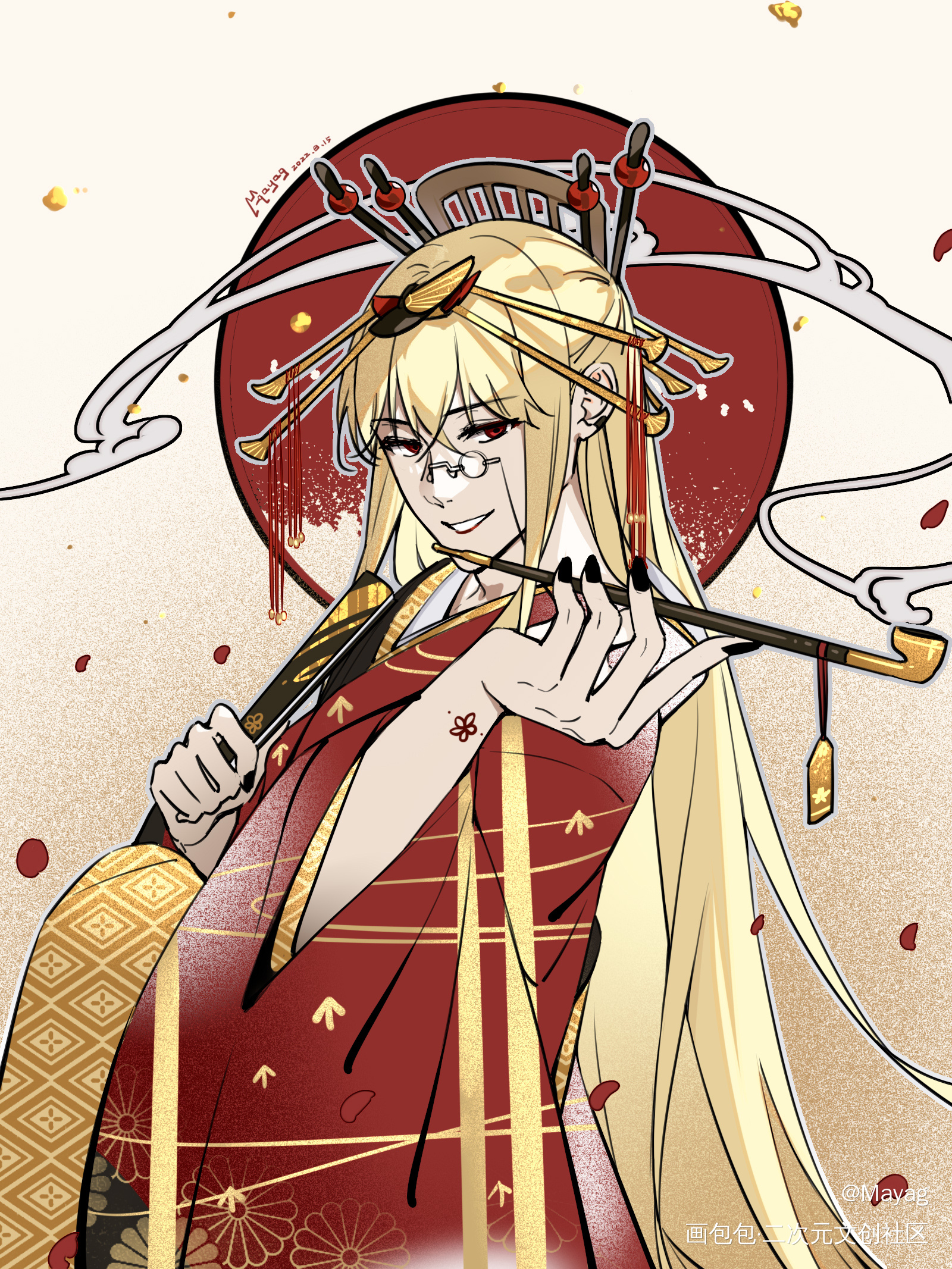 日绘day54_无铭传说幽冥金发插画摸鱼板绘绘画原创oc绘画作品