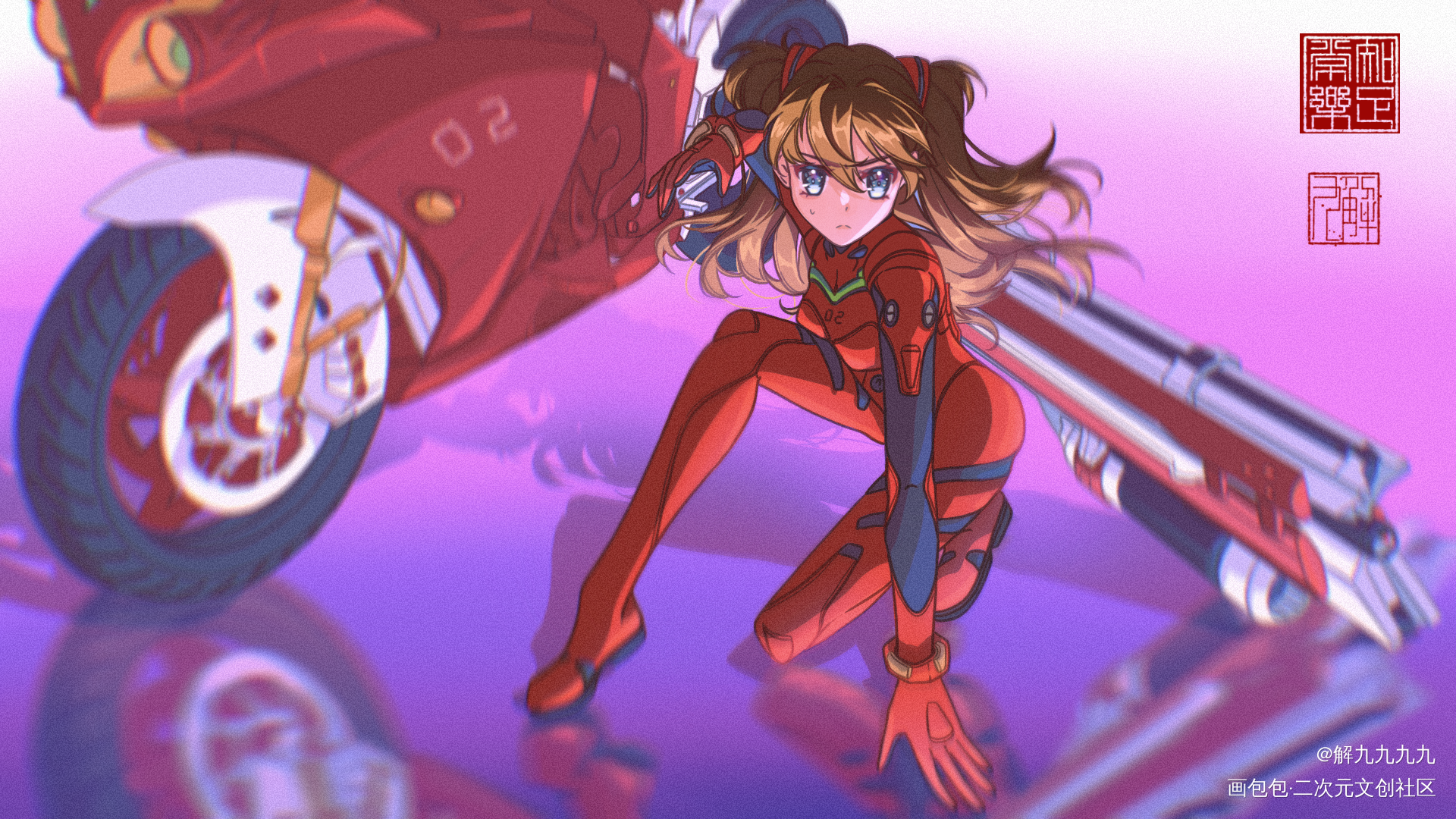 【EVA】【明日香】_EVA明日香平涂日系插画新世纪福音战士绘画作品