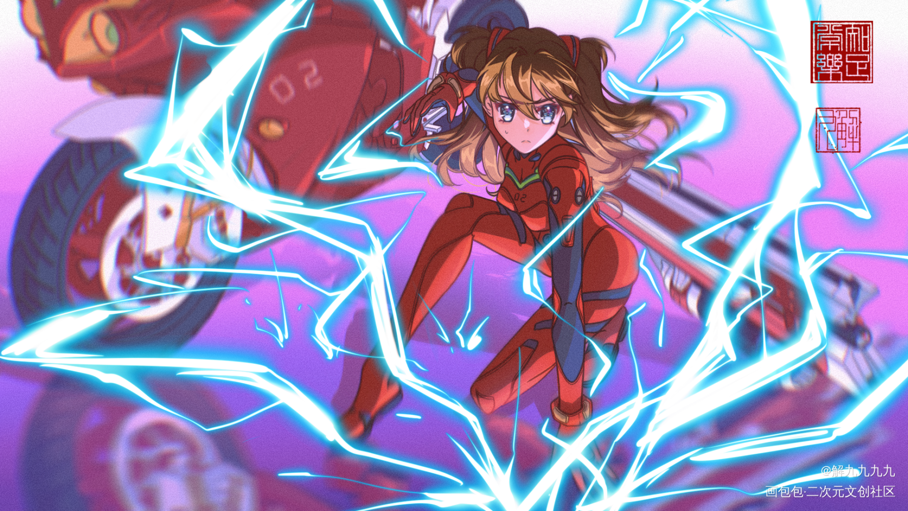 【EVA】【明日香】_EVA明日香平涂日系插画新世纪福音战士绘画作品