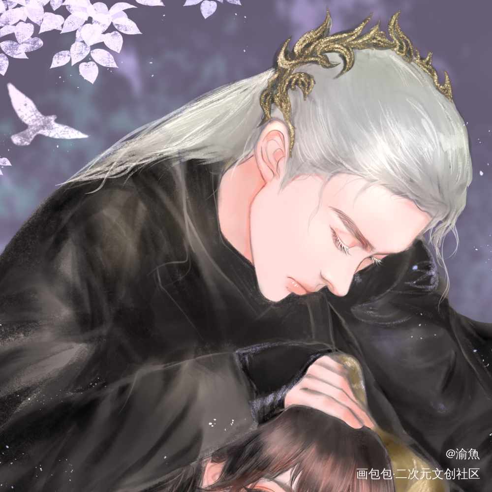 小兰花＆大木头情头_古风厚涂半厚涂头像苍兰诀摸鱼板绘绘画绘画作品