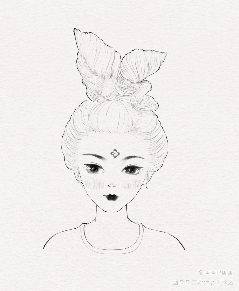 一些古风头像线稿_线稿古风人物绘画作品