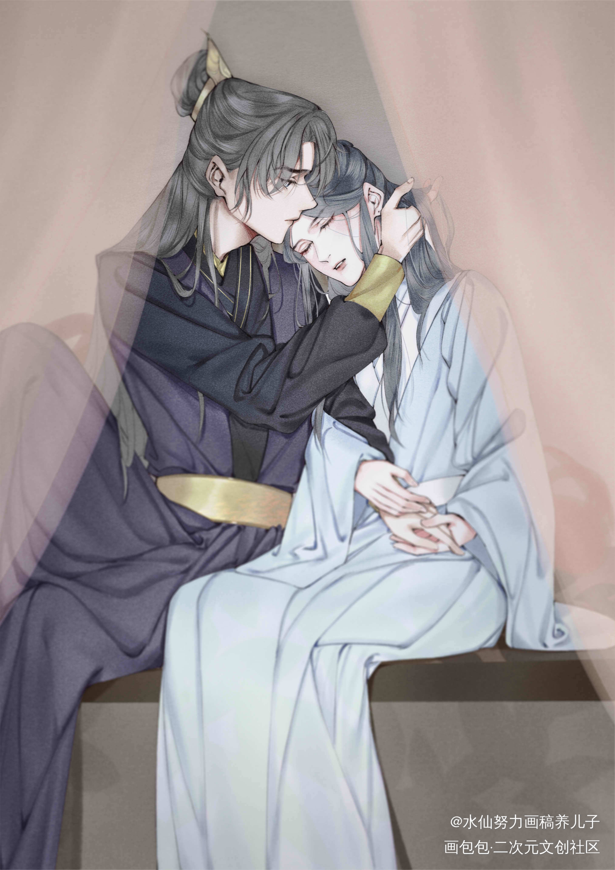 他需要确定他还活着_古风平涂插画同人江醒林清羽三嫁咸鱼壁纸绘画绘画作品