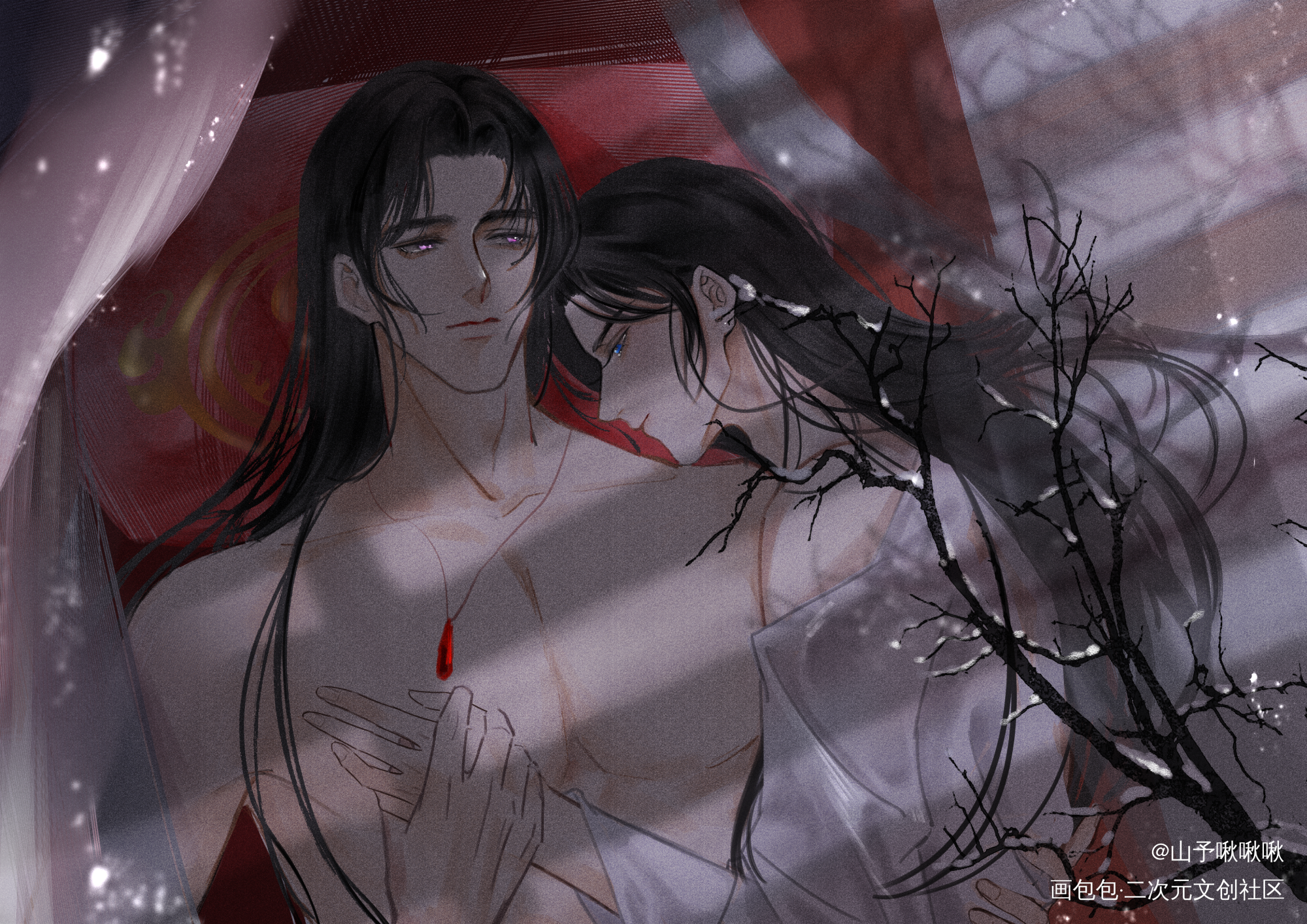 燃晚_二哈和他的白猫师尊燃晚墨燃楚晚宁古风绘画作品