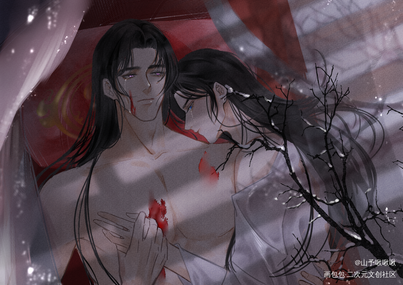 燃晚_二哈和他的白猫师尊燃晚墨燃楚晚宁古风绘画作品