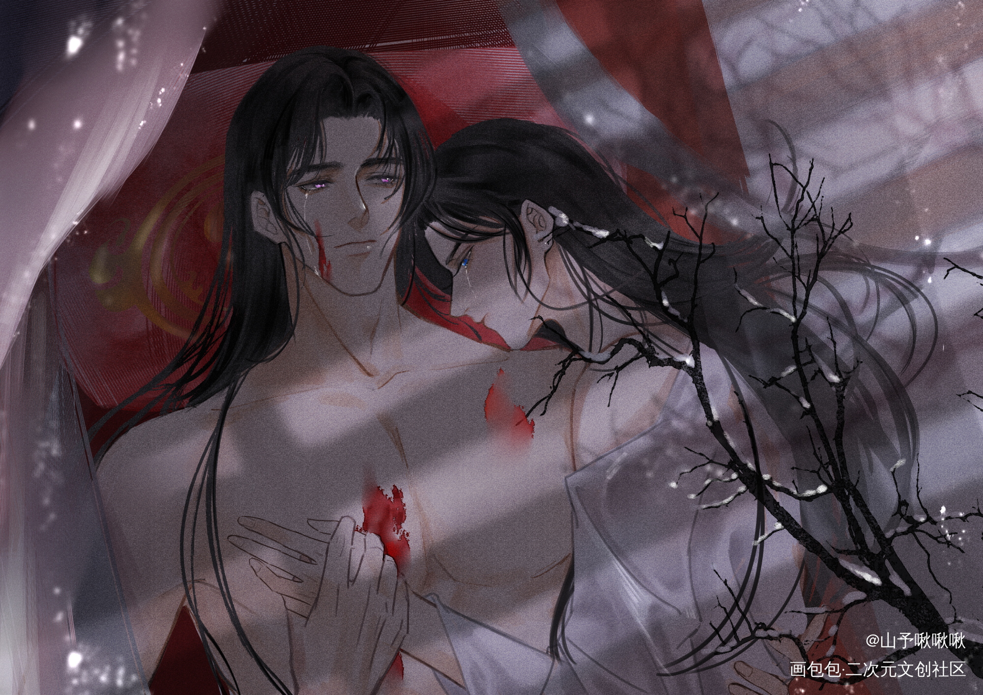 燃晚_二哈和他的白猫师尊燃晚墨燃楚晚宁古风绘画作品