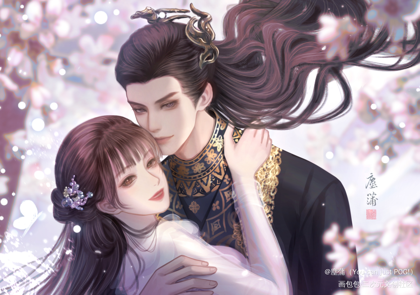 甜妹和大魔头就是绝配_小兰花东方青苍苍兰诀摸鱼原创绘画作品