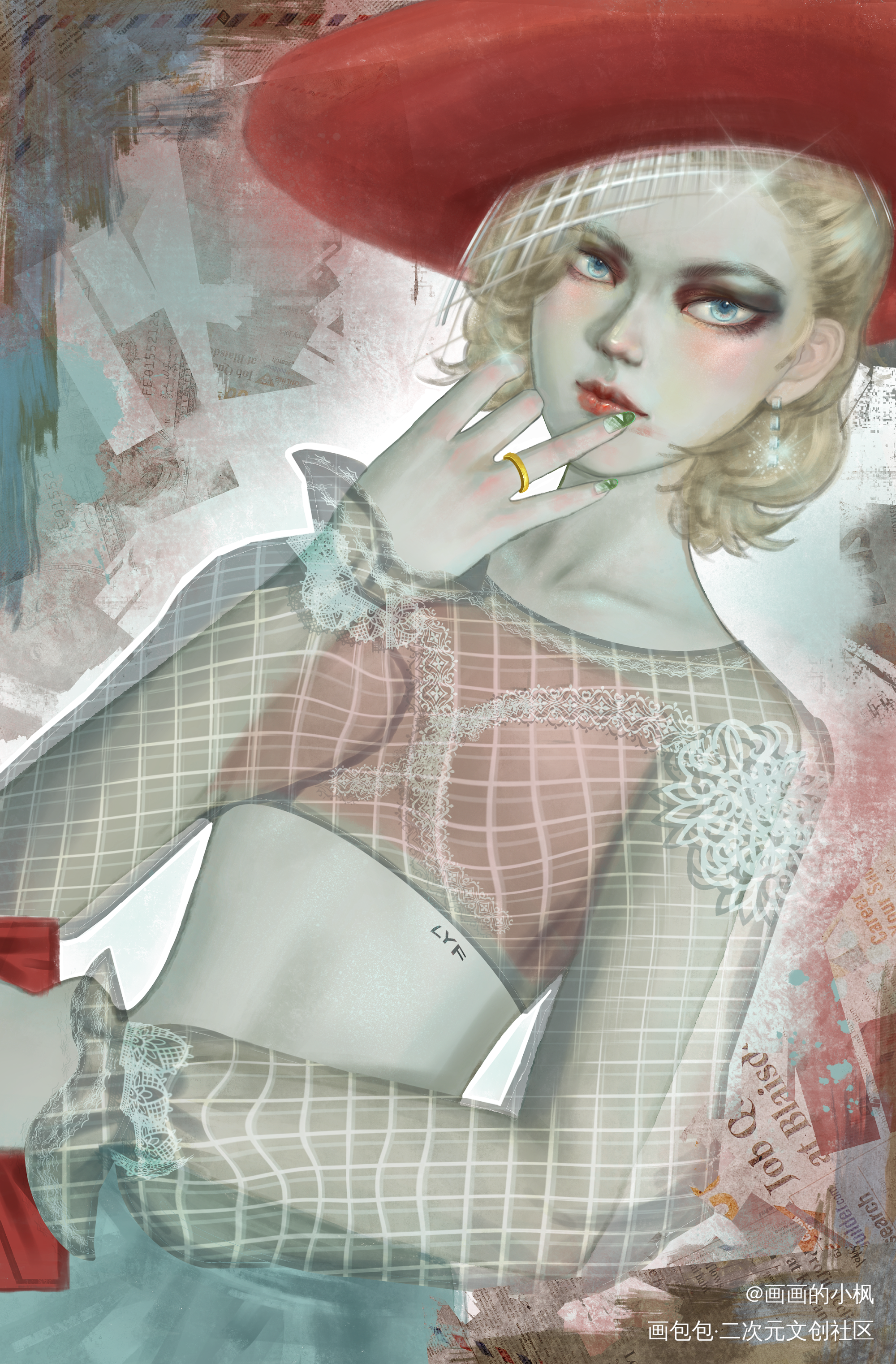 僵尸女郎，例图接稿_板绘涂立绘厚涂接稿procreate绘画原创绘画作品