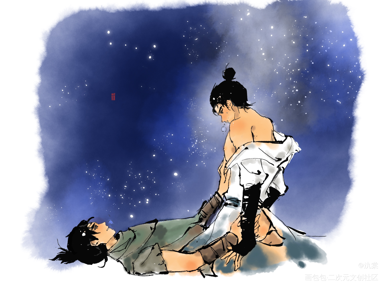 沉_新神榜杨戬水墨沉戬绘画绘画作品