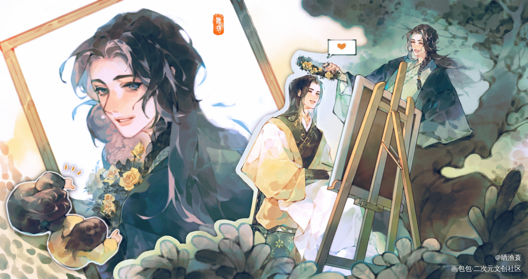 墨魂二周年贺图_墨魂古风绘画作品