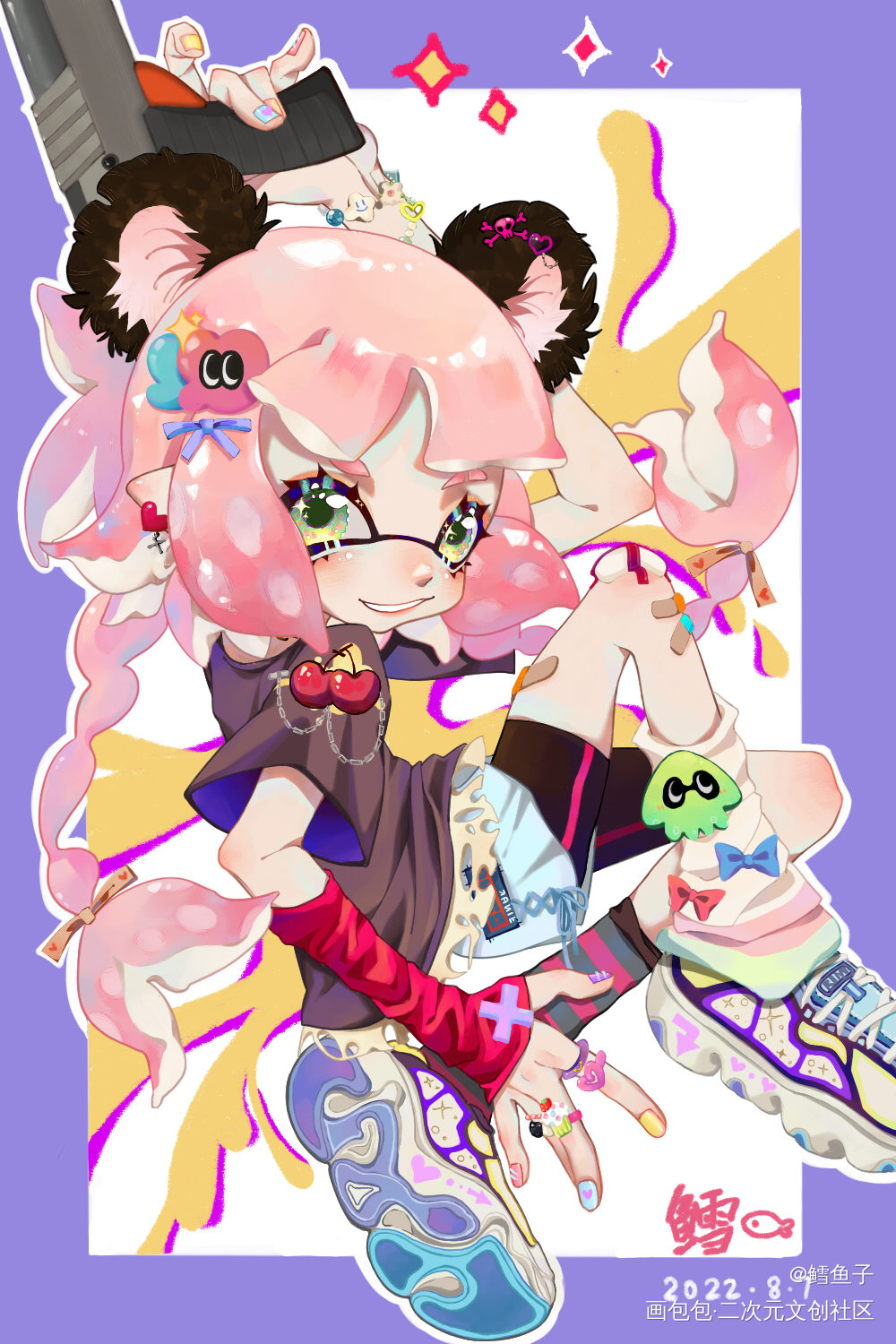 splatoon3预热_板绘涂Q版同人splatoonoc绘画作品