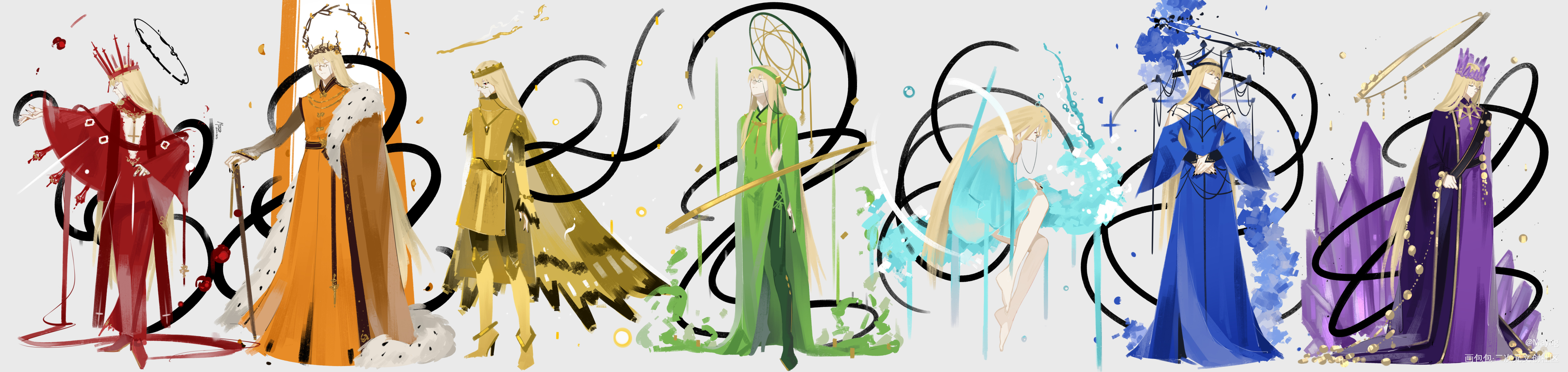 日绘day55-61_无铭传说幽冥金发插画摸鱼板绘绘画原创oc绘画作品