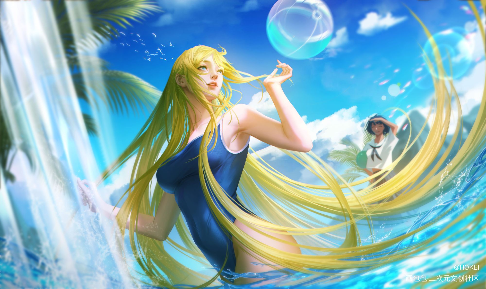 夏日重现小舟潮_插画小舟潮夏日重现绘画绘画作品