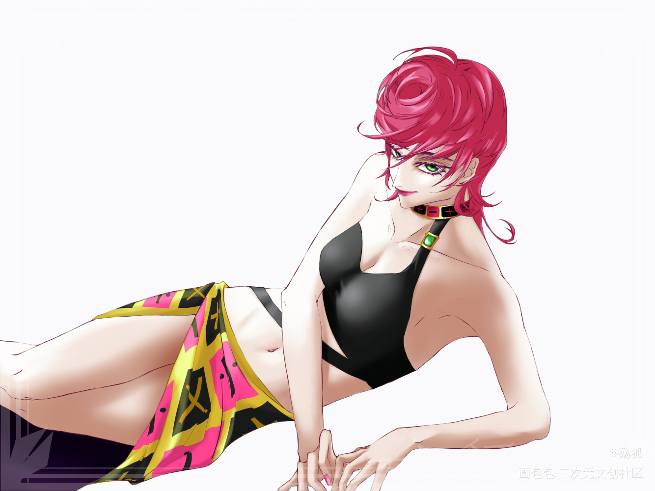 没有热度，所以乱写_JOJO的奇妙冒险特里休摸鱼页平涂日系摸鱼约稿板绘绘画作品