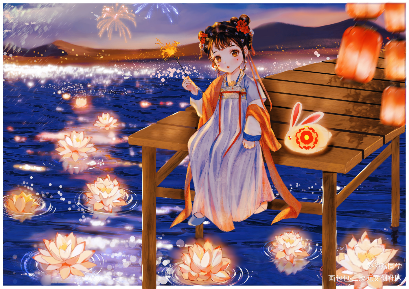 夜_板绘涂古风Q版绘画绘画作品