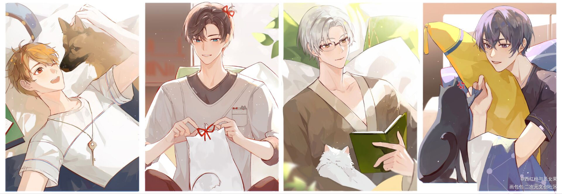 一些未定涂鸦_未定事件簿陆景和夏彦莫弈左然绘画作品