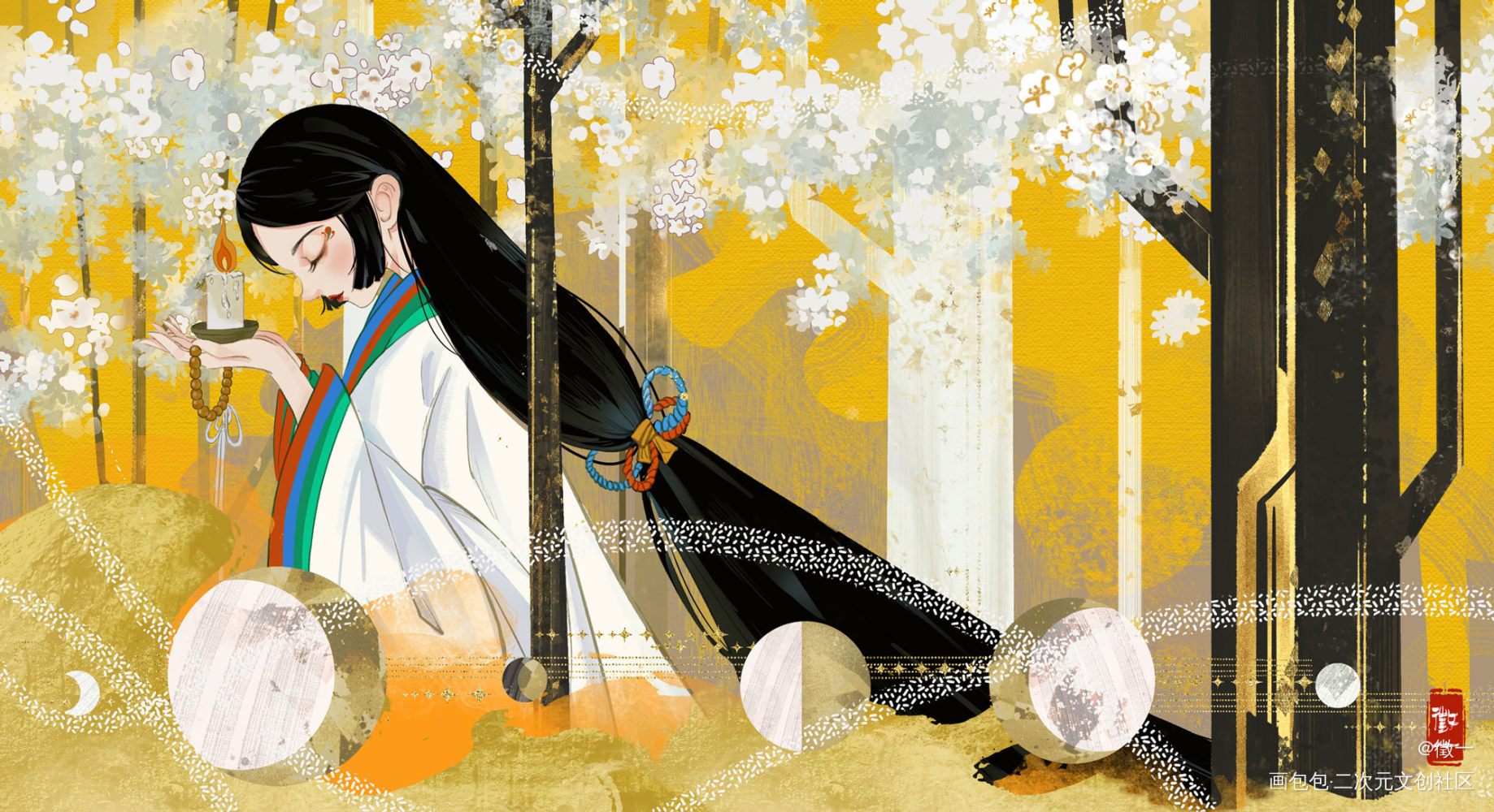 供养_板绘涂少女插画procreate板绘插画原创oc绘画作品