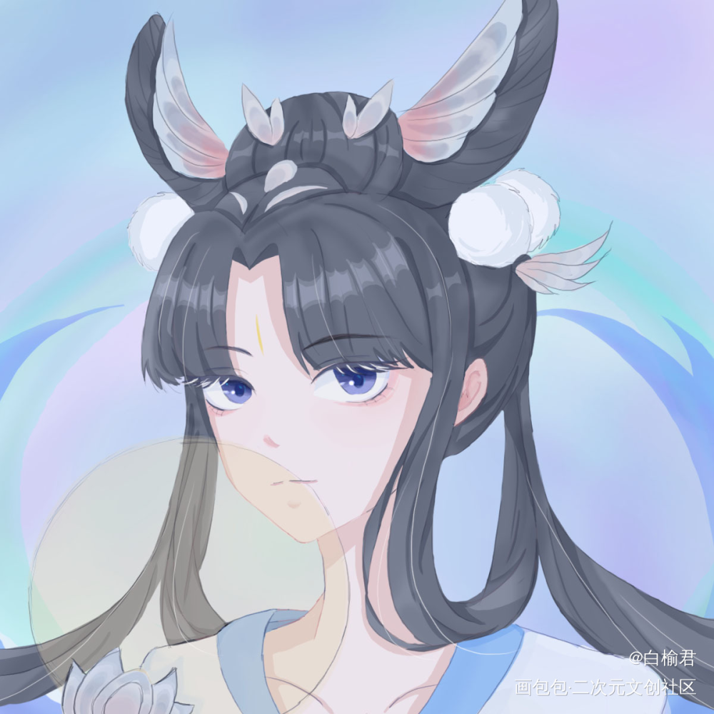 祝大家中秋快乐！_王者荣耀嫦娥同人二创绘画绘画作品