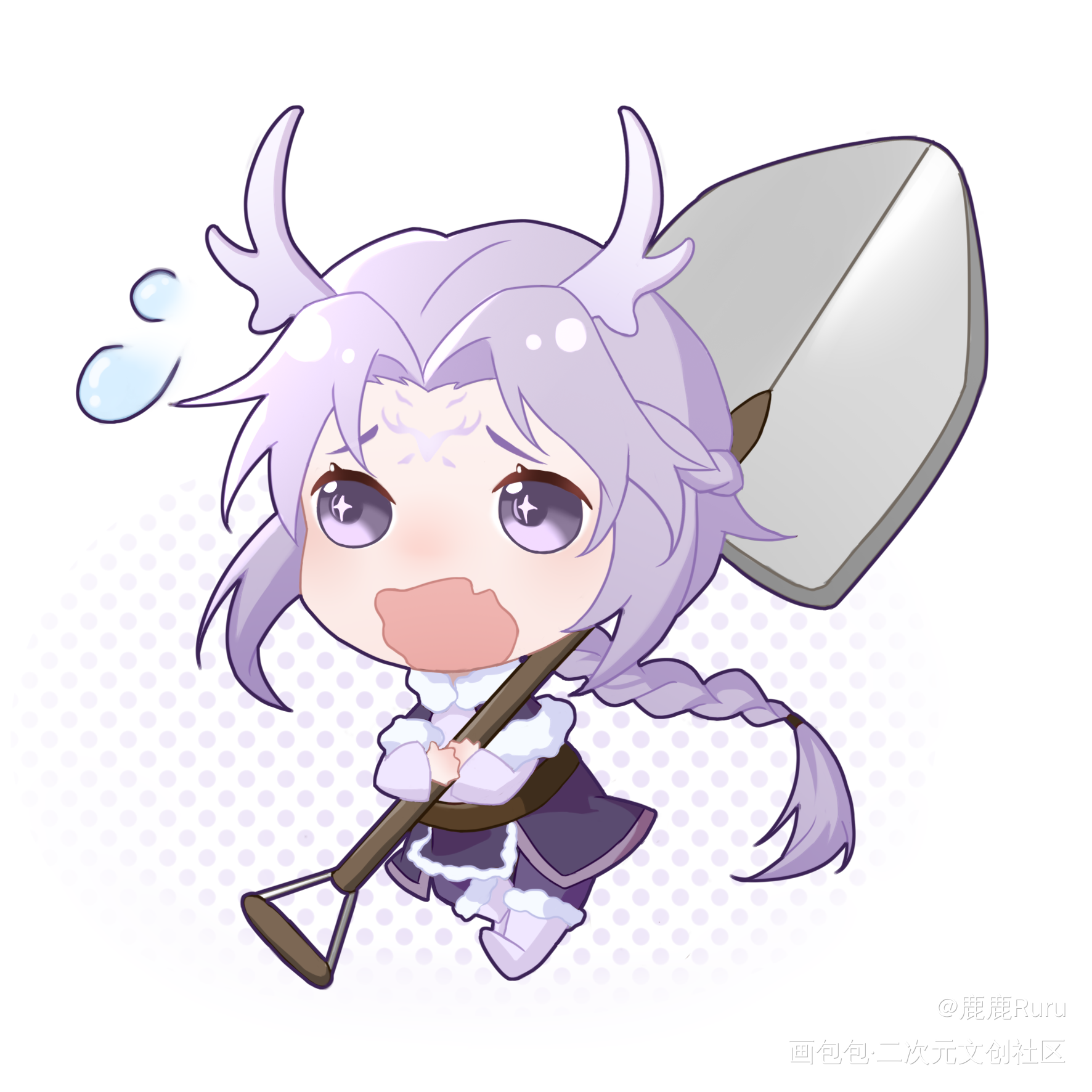 一些狼鹿_天宝伏妖录苍狼白鹿Q版绘画作品