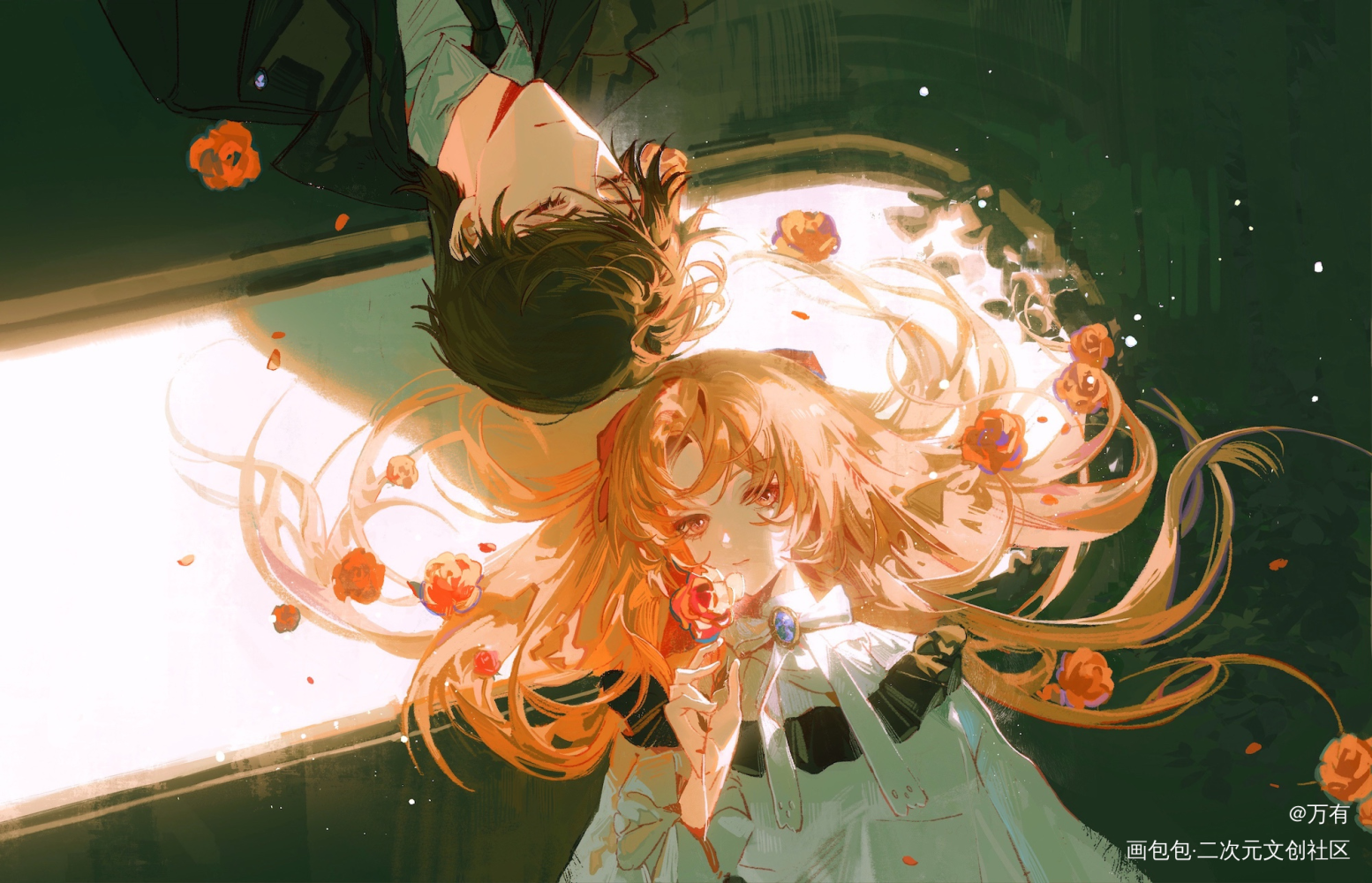 镜花水月_光与夜之恋陆沉日系插画同人绘画作品