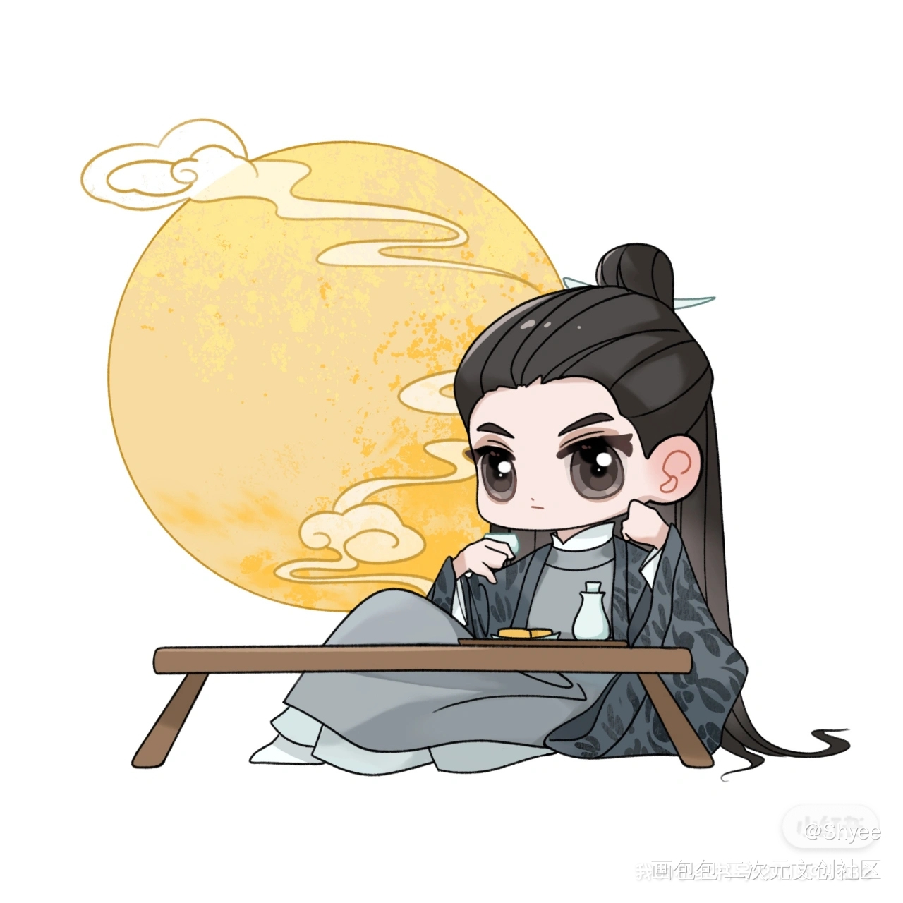 中秋快乐~_王鹤棣苍兰诀绘画作品